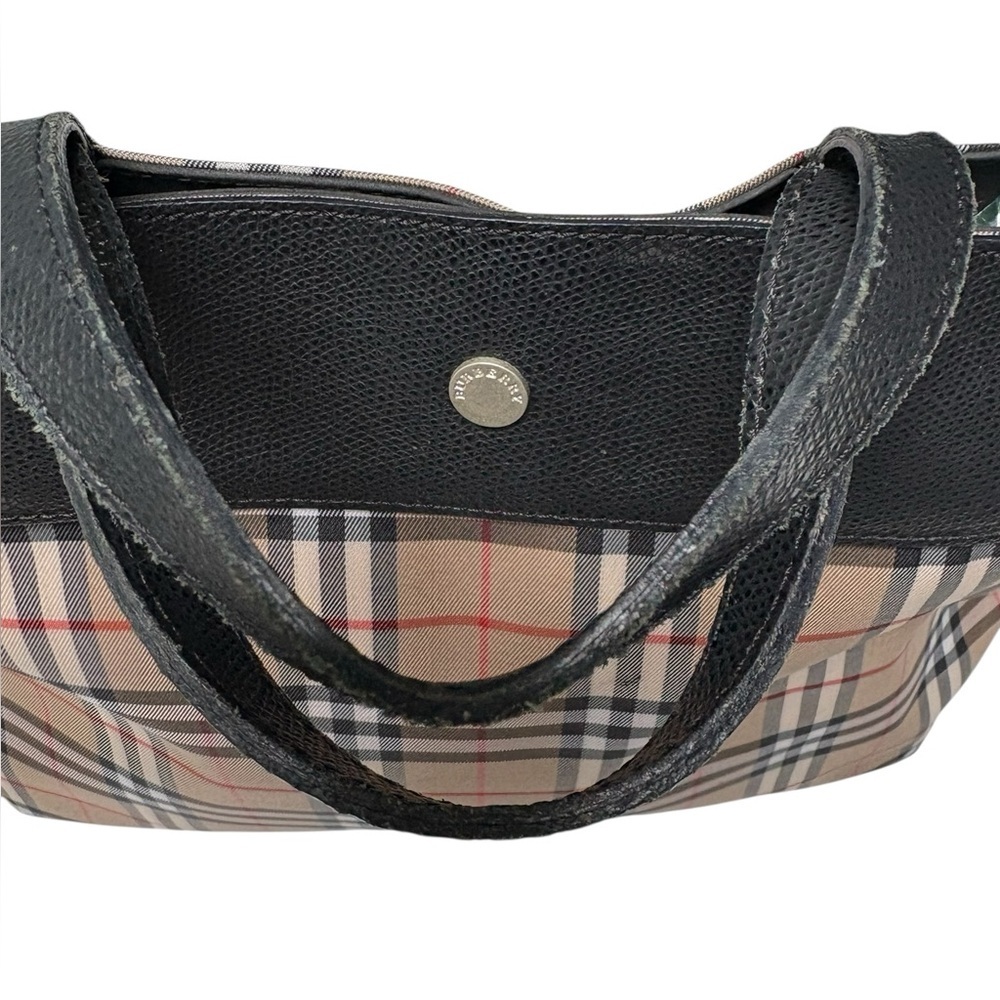 Burberry London House Check Medium Tote Black Leather Trim Made in Italy - Picture 10 of 12